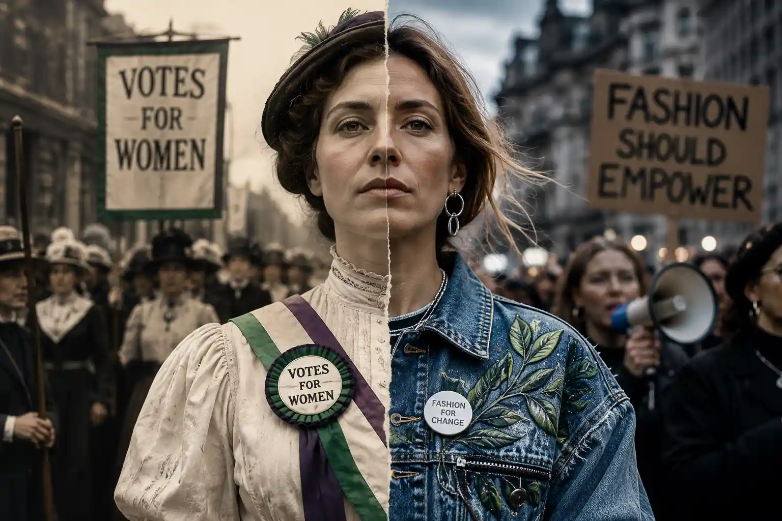 Fashion as a reflection of social movements highlighting historical protest styles and modern sustainable activism.