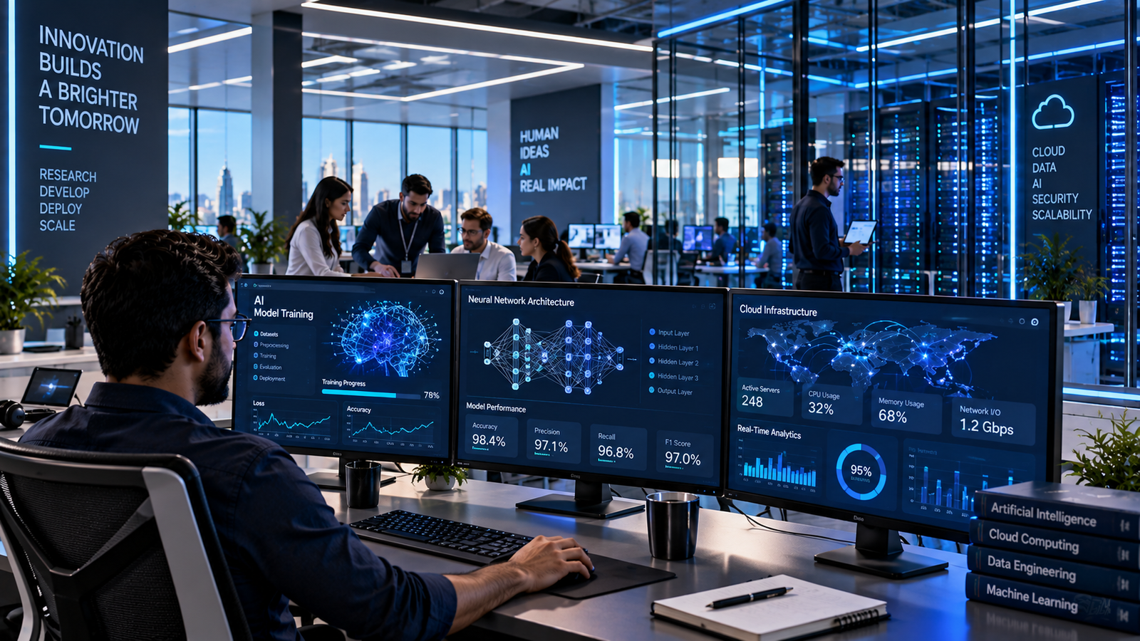 Latest Tech Info BeaconSoft: Stay Ahead of the Curve with Cutting-Edge Innovations showing AI cloud dashboards and modern enterprise technology.