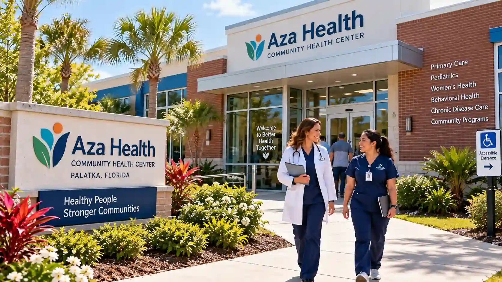 Aza Health Palatka: Your Trusted Partner in Health and Wellness showing the modern community medical center and healthcare staff.