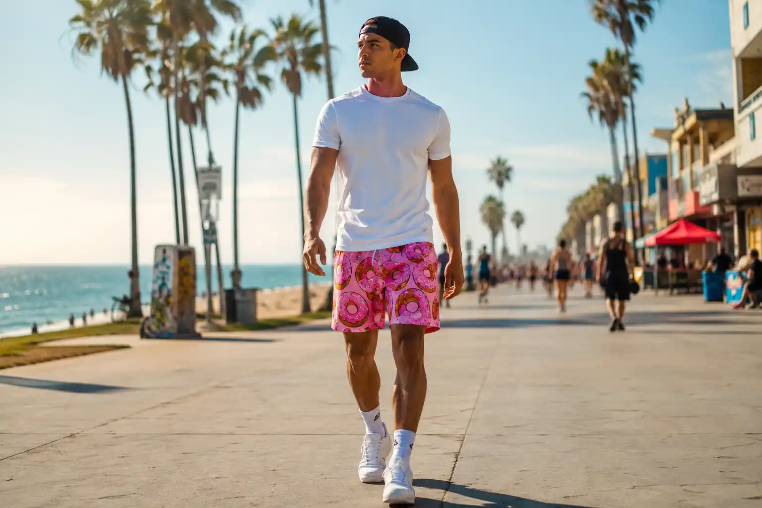 Baseball Lifestyle donut shorts: the ultimate summer statement piece with pink frosted sprinkle pattern.