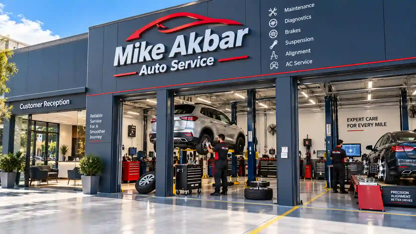 : Mike Akbar Auto Service – expert care for your vehicle today with modern repair bays and vehicle diagnostics.