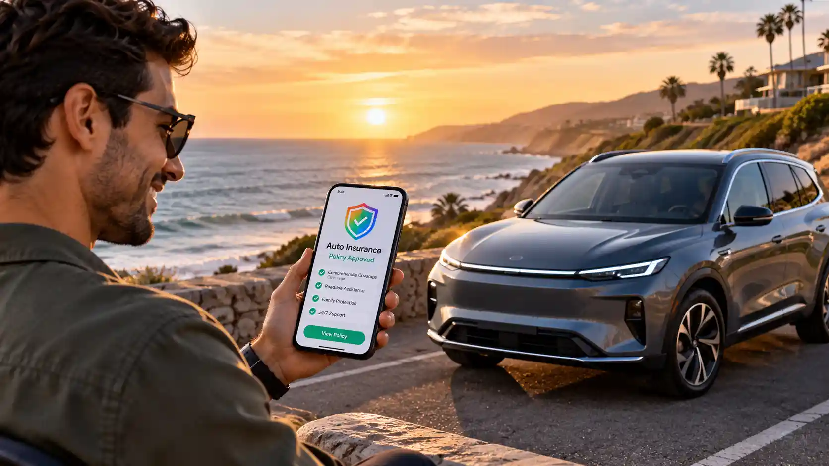 Why Rainbow Car Insurance is the best choice for your vehicle protection with a modern insured vehicle and mobile policy app.