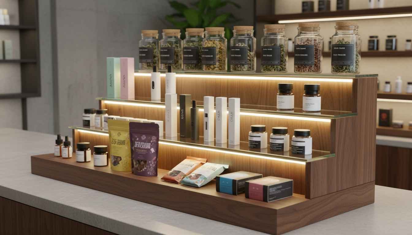 retail counter cannabis display riser