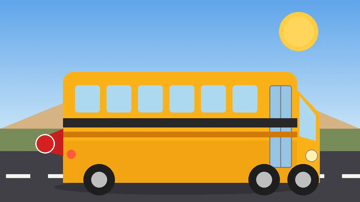 Yellow school bus on a morning route in Odessa Texas representing ECISD student transportation