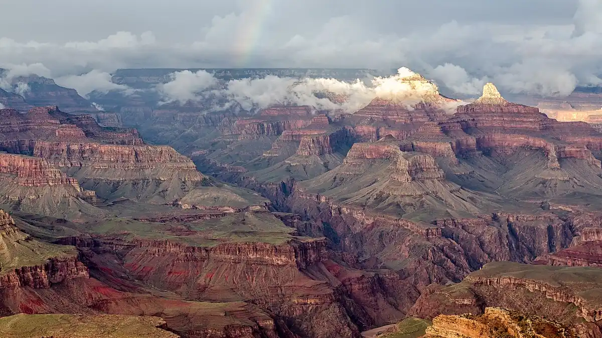 Grand Canyon at Hopi Point under a rainbow in Arizona, one of the best places to visit in the USA